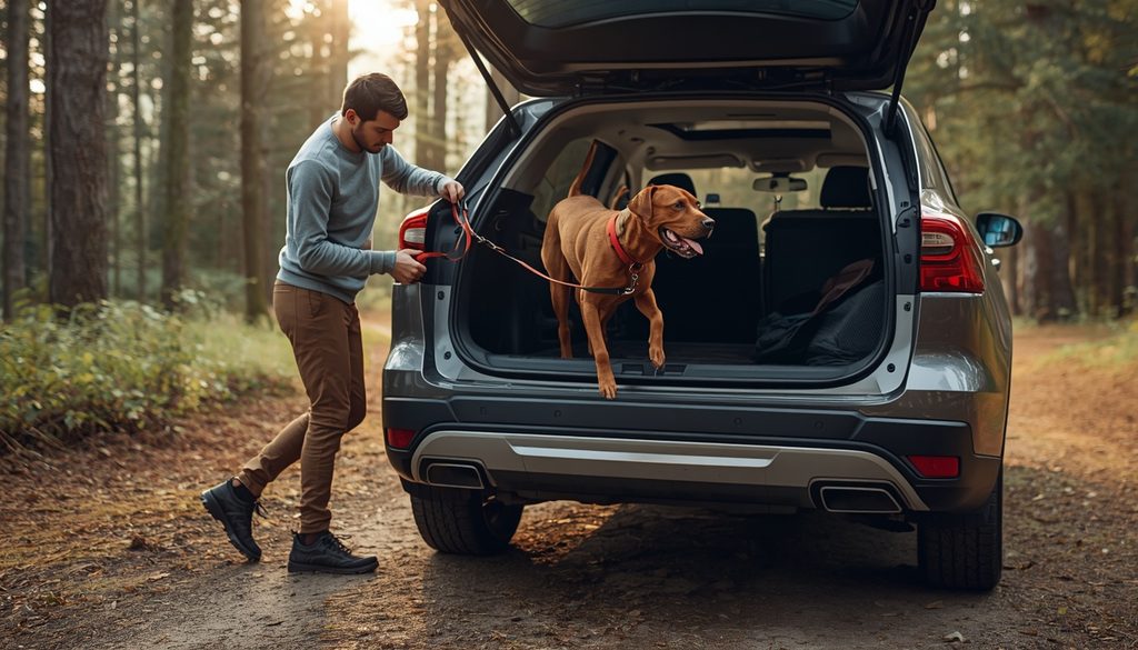 Dog traveling with owner